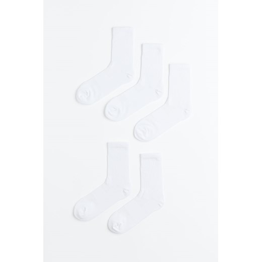 H & M - Sportowe skarpety DryMove 5-pak - Biały ze sklepu H&M w kategorii Skarpetki męskie - zdjęcie 169599034