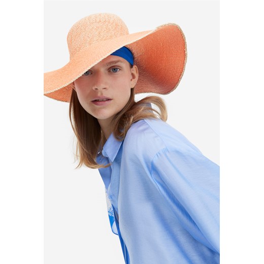H & M - Słomkowy kapelusz z szerokim rondem - Pomarańczowy H & M M H&M