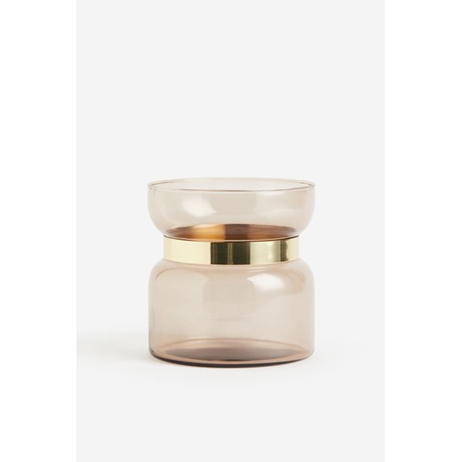 H & M - Szklany wazon z metalowym detalem - Beżowy H & M One Size H&M