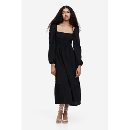 H & M - Marszczona sukienka z krepy - Czarny H & M S H&M