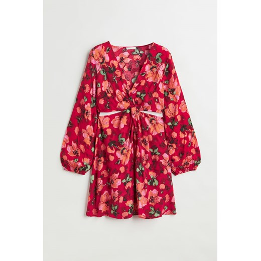 H & M - Sukienka z ozdobnym węzłem i wycięciem - Czerwony ze sklepu H&M w kategorii Sukienki - zdjęcie 169599664