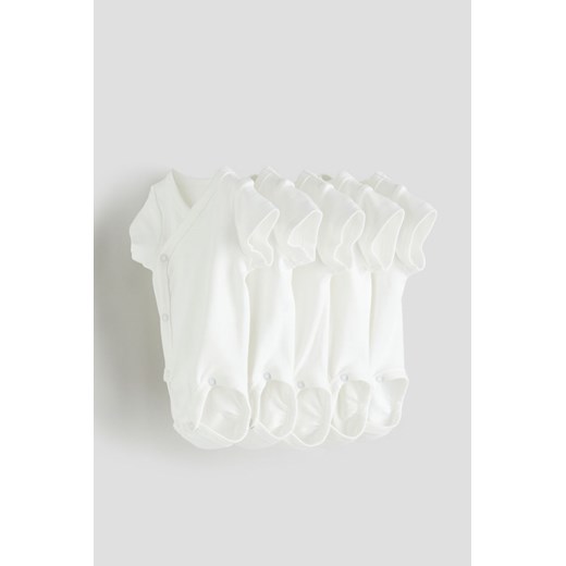 H & M - Kopertowe body 5-pak - Biały ze sklepu H&M w kategorii Body niemowlęce - zdjęcie 169599761