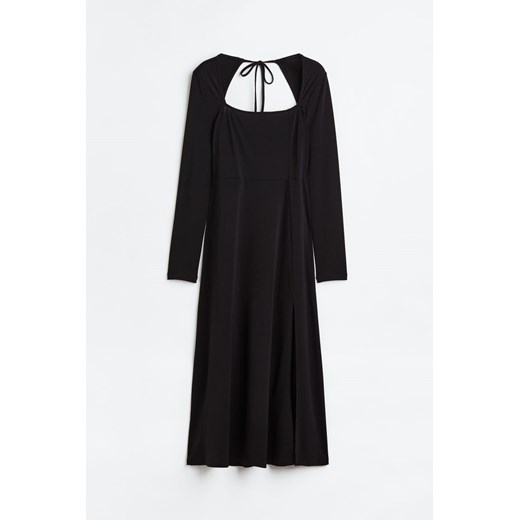H & M - Dżersejowa sukienka z dekoltem karo - Czarny H & M S H&M