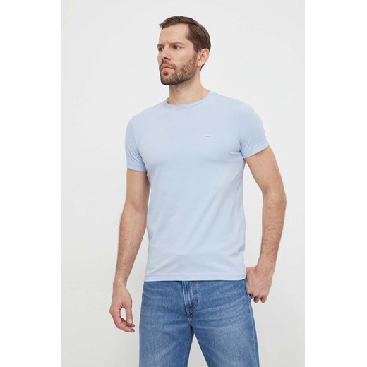 T-shirt męski Calvin Klein niebieski z krótkim rękawem 