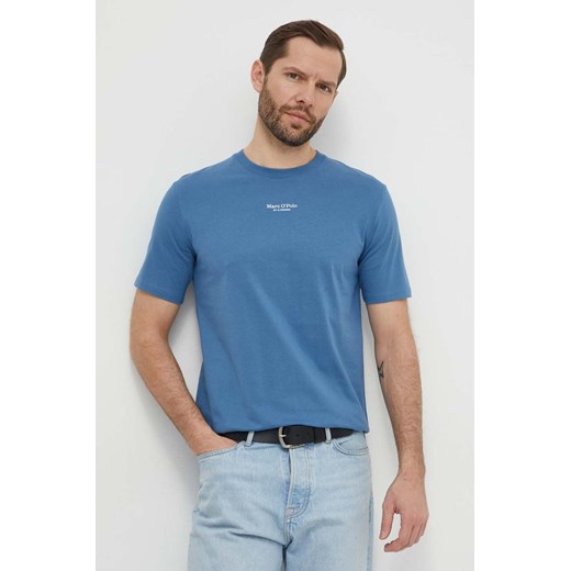 Marc O&apos;Polo t-shirt bawełniany męski kolor niebieski z nadrukiem ze sklepu ANSWEAR.com w kategorii T-shirty męskie - zdjęcie 169601861