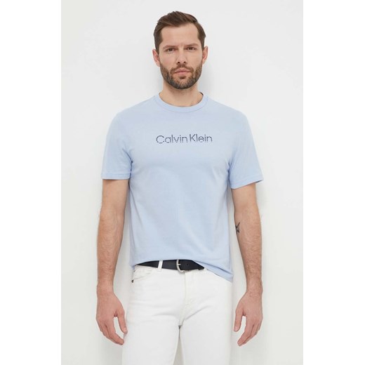 Calvin Klein t-shirt bawełniany męski kolor niebieski z nadrukiem ze sklepu ANSWEAR.com w kategorii T-shirty męskie - zdjęcie 169601881