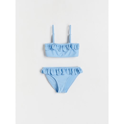 Reserved - Dwuczęściowy kostium kąpielowy z falbanką - jasnoniebieski ze sklepu Reserved w kategorii Stroje kąpielowe - zdjęcie 169602192