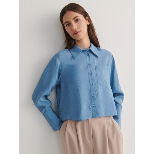Reserved - Koszula z połyskującej tkaniny - jasnoniebieski ze sklepu Reserved w kategorii Koszule damskie - zdjęcie 169606344