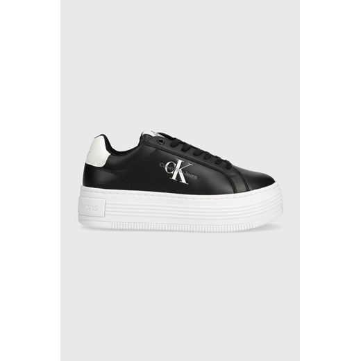 Calvin Klein Jeans sneakersy BOLD PLATF LOW LACE LTH ML MET kolor czarny YW0YW01431 ze sklepu ANSWEAR.com w kategorii Trampki damskie - zdjęcie 169607832