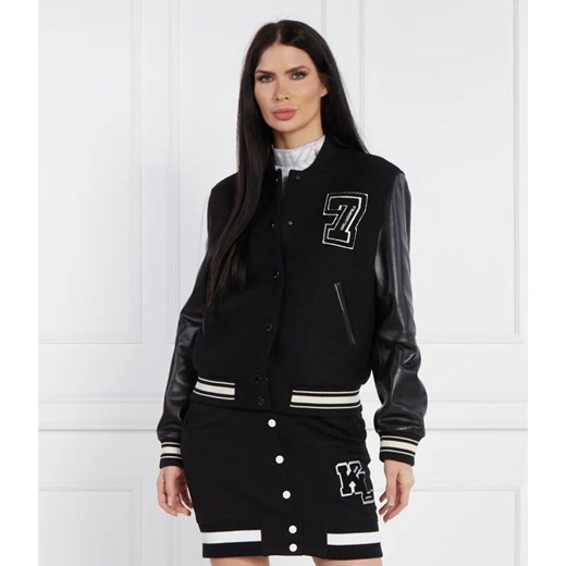 Karl Lagerfeld Wełniana kurtka bomber | Regular Fit | z dodatkiem skóry ze sklepu Gomez Fashion Store w kategorii Kurtki damskie - zdjęcie 169614094