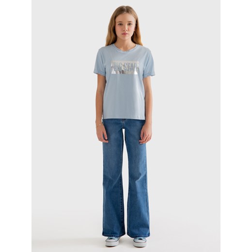 Koszulka dziewczęca z dużym nadrukiem z logo BIG STAR błękitna Oneidaska 401 ze sklepu Big Star w kategorii Bluzki dziewczęce - zdjęcie 169614143