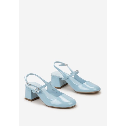 Czółenka Born2be na wiosnę niebieskie na słupku eleganckie 