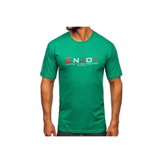 Zielony bawełniany t-shirt męski z nadrukiem Denley 14739 M okazja Denley