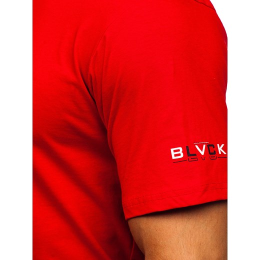 Czerwony bawełniany t-shirt męski z nadrukiem Denley 14739 2XL okazja Denley