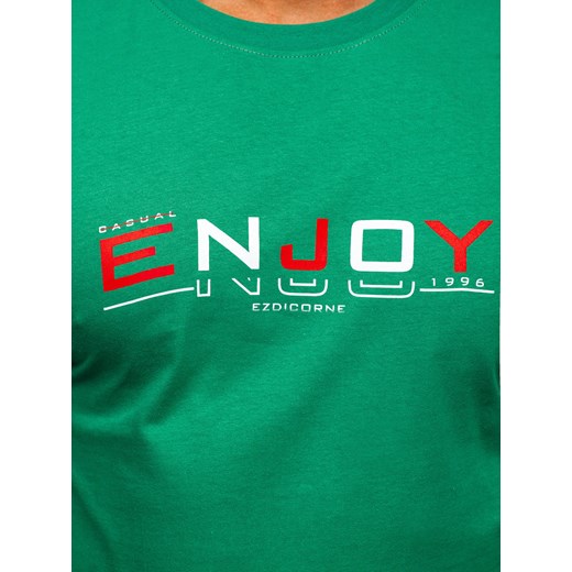 Zielony bawełniany t-shirt męski z nadrukiem Denley 14739 2XL Denley wyprzedaż