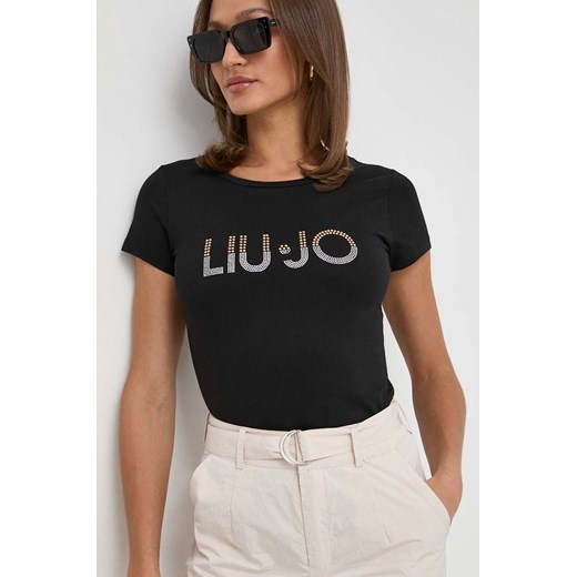 Liu Jo t-shirt bawełniany damski kolor czarny ze sklepu ANSWEAR.com w kategorii Bluzki damskie - zdjęcie 169620054