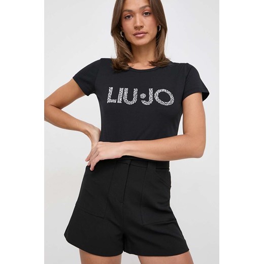 Liu Jo t-shirt bawełniany damski kolor czarny ze sklepu ANSWEAR.com w kategorii Bluzki damskie - zdjęcie 169620064
