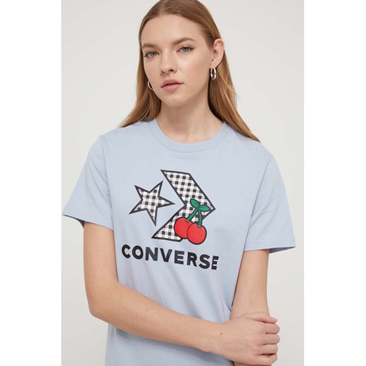 Converse t-shirt bawełniany damski kolor niebieski Converse M ANSWEAR.com