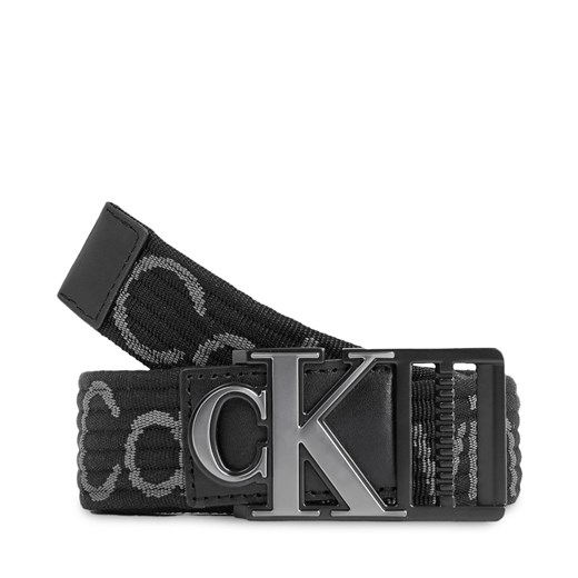 Pasek Męski Calvin Klein Jeans Monogram Slider Webbing Belt35Mm K50K511819 Black/Pinstripe Grey 01R ze sklepu eobuwie.pl w kategorii Paski męskie - zdjęcie 169626481