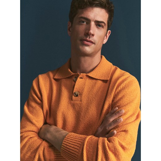 Reserved - Sweter polo - pomarańczowy Reserved S Reserved