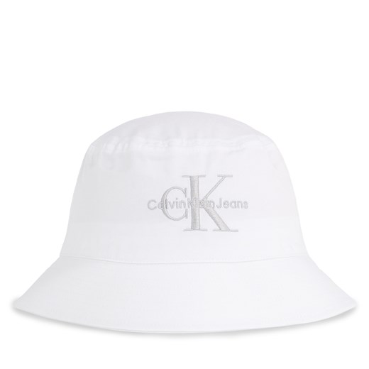 Kapelusz Calvin Klein Jeans Monogram Bucket Hat K60K611029 White/Silver Logo 0LI ze sklepu eobuwie.pl w kategorii Kapelusze damskie - zdjęcie 169629774