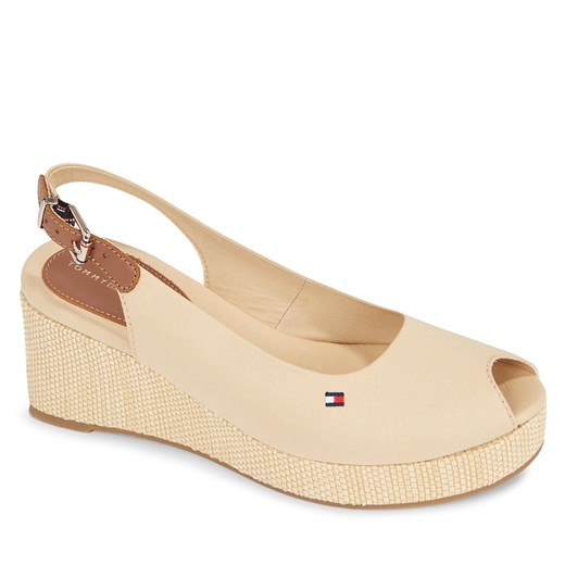 Espadryle damskie Tommy Hilfiger z klamrą beżowe casual z tkaniny 