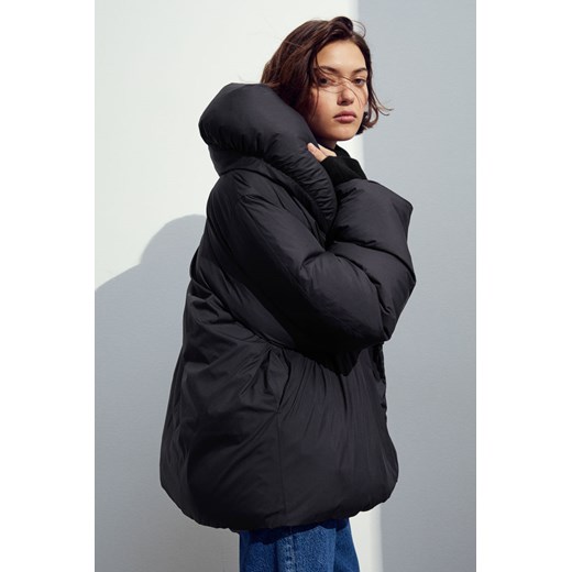 H & M - Puchowa kurtka z dużym kołnierzem - Czarny H & M S H&M