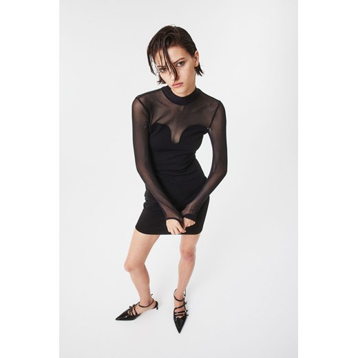 H & M - Sukienka bodycon z siateczkowym detalem - Czarny ze sklepu H&M w kategorii Sukienki - zdjęcie 169632261