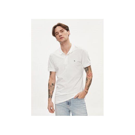 Calvin Klein Jeans Polo Embro Badge J30J325269 Biały Slim Fit XXL MODIVO