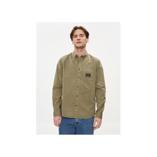 Calvin Klein Jeans Koszula J30J325772 Zielony Regular Fit ze sklepu MODIVO w kategorii Koszule męskie - zdjęcie 169635173