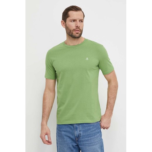 Marc O&apos;Polo t-shirt bawełniany męski kolor zielony gładki 421201251054 ze sklepu ANSWEAR.com w kategorii T-shirty męskie - zdjęcie 169637380