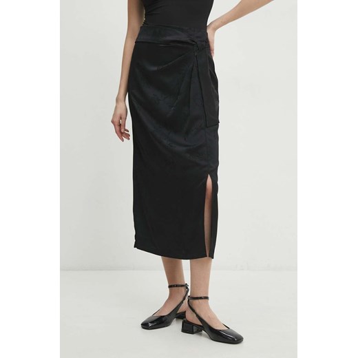 Answear Lab spódnica kolor czarny midi prosta ze sklepu ANSWEAR.com w kategorii Spódnice - zdjęcie 169638210