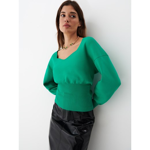 Mohito - Sweter z bufiastymi rękawami - zielony Mohito L Mohito okazyjna cena