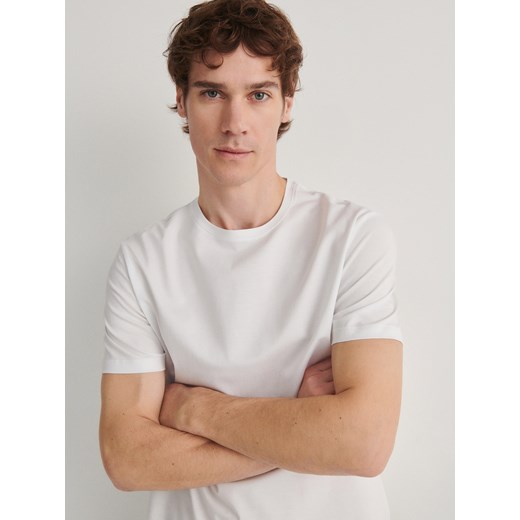 Reserved - Gładki t-shirt z lyocellem - biały ze sklepu Reserved w kategorii T-shirty męskie - zdjęcie 169640324