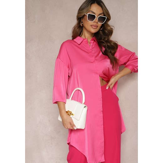 Różowa Gładka Koszula na Guziki Daphrae ze sklepu Renee odzież w kategorii Koszule damskie - zdjęcie 169641111