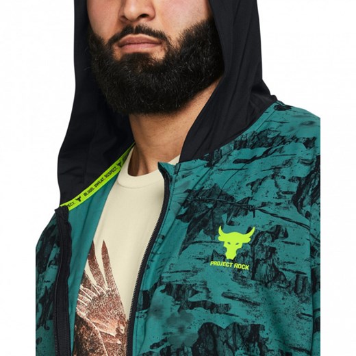 Męska kurtka treningowa Under Armour Project Rock Iso Tide Hybrid Jkt - zielona ze sklepu Sportstylestory.com w kategorii Kurtki męskie - zdjęcie 169641762