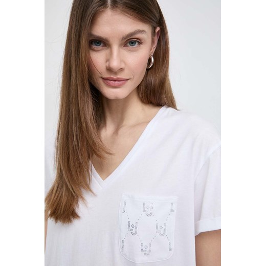 Liu Jo t-shirt bawełniany damski kolor biały ze sklepu ANSWEAR.com w kategorii Bluzki damskie - zdjęcie 169644373