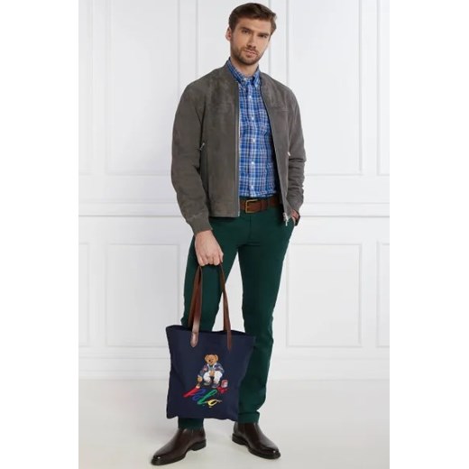 Shopper bag Polo Ralph Lauren skórzana z nadrukiem młodzieżowa 