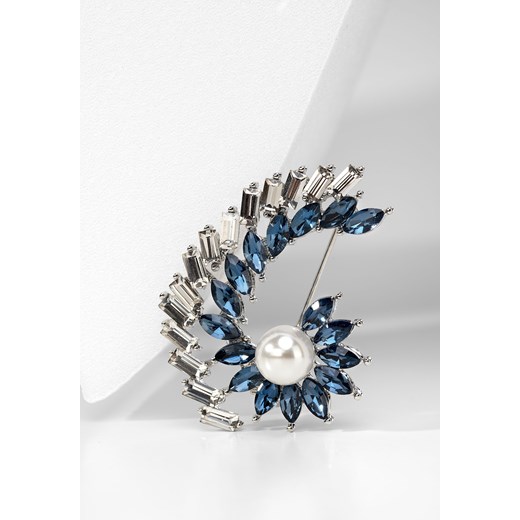 Broszka z perłą zdobiona niebieskimi cyrkoniami ze sklepu Molton w kategorii Broszki - zdjęcie 169645093