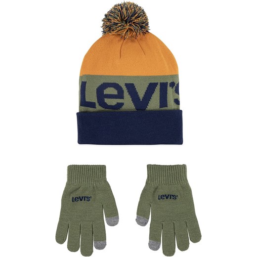 Levi&apos;s Kids 2-częściowy zestaw w kolorze oliwkowo-żółtym ze sklepu Limango Polska w kategorii Czapki dziecięce - zdjęcie 169646670