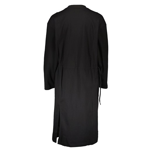 Sukienka czarna Adidas sportowa mini bawełniana z okrągłym dekoltem z długim rękawem 