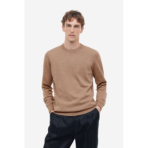 H & M - Bawełniany sweter Slim Fit - Beżowy ze sklepu H&M w kategorii Swetry męskie - zdjęcie 169648031