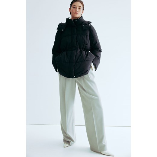 H & M - Kurtka puffer z kapturem - Czarny H & M S H&M