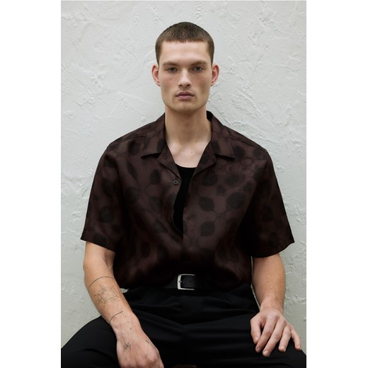 H & M - Koszula z lyocellu z otwartymi klapami Regular Fit - Beżowy ze sklepu H&M w kategorii Koszule męskie - zdjęcie 169648421