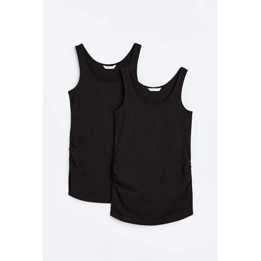 H & M - MAMA Bawełniana koszulka 2-pak - Czarny ze sklepu H&M w kategorii Bluzki ciążowe - zdjęcie 169648574