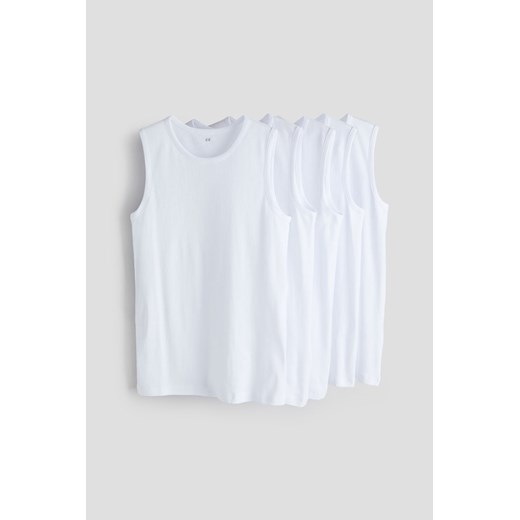 H & M - Bawełniana koszulka 5-pak - Biały ze sklepu H&M w kategorii Bluzki dziewczęce - zdjęcie 169648670