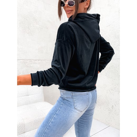 WELUROWA BLUZA Z KAPTUREM- CZARNA Olika S/M olika.com.pl