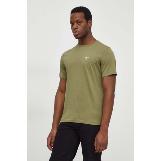 Barbour t-shirt bawełniany kolor zielony gładki MTS0331 ze sklepu ANSWEAR.com w kategorii T-shirty męskie - zdjęcie 169649602