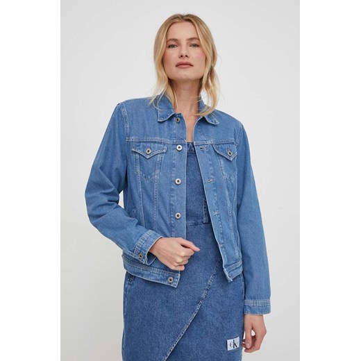 Pepe Jeans kurtka jeansowa damska kolor niebieski przejściowa ze sklepu ANSWEAR.com w kategorii Kurtki damskie - zdjęcie 169649881