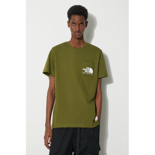 The North Face t-shirt bawełniany M Berkeley California Pocket S/S Tee męski kolor zielony z nadrukiem NF0A87U2PIB1 ze sklepu ANSWEAR.com w kategorii T-shirty męskie - zdjęcie 169650764